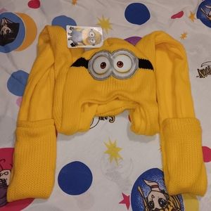 New 3 in 1 Minion Dispicable Me Winter Hat Scarf & Mitten Gloves